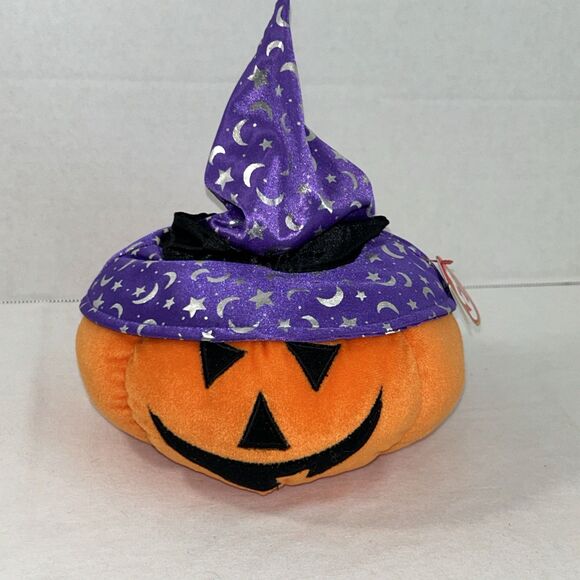 Gourdy 2005 TY Beanie Pluffies Retired Halloween Pumpkin Witch Jack OLantern NEW - Picture 1 of 9